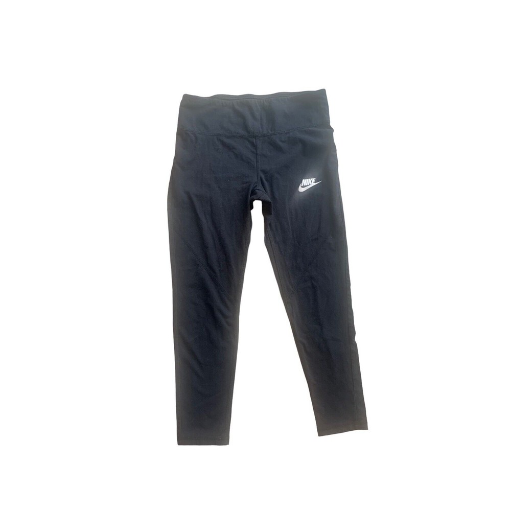 NIKE Womens Size XS Black Cotton Spandex Tight Fit Full Cropped Leggings